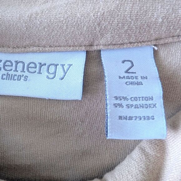 Chico's Zenergy Full Zip 3/4 Sleeve Jacket Pocket Ruffle Pleated Size Large - Picture 5 of 6
